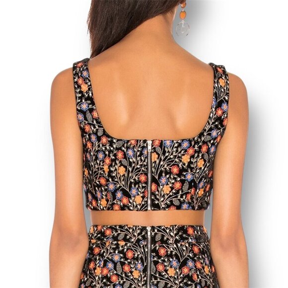 Anthropologie Endless Rose XS Black Velvet Floral Embroidered Top Whimsigoth NWT - Picture 7 of 11